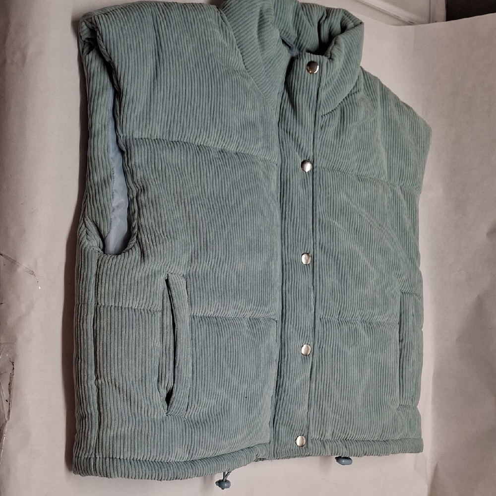 Say What? Corduroy Puffer Vest - Light Blue